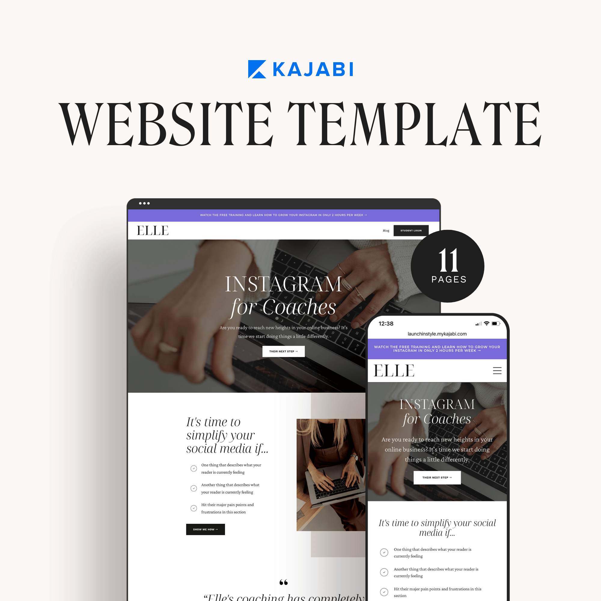 Elle Kajabi Website Template Launch in Style