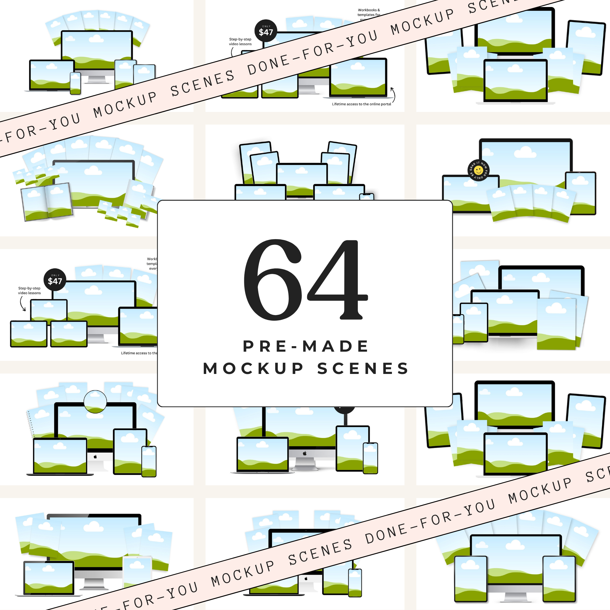 Digital Product Mockup Template Pack – Launch in Style