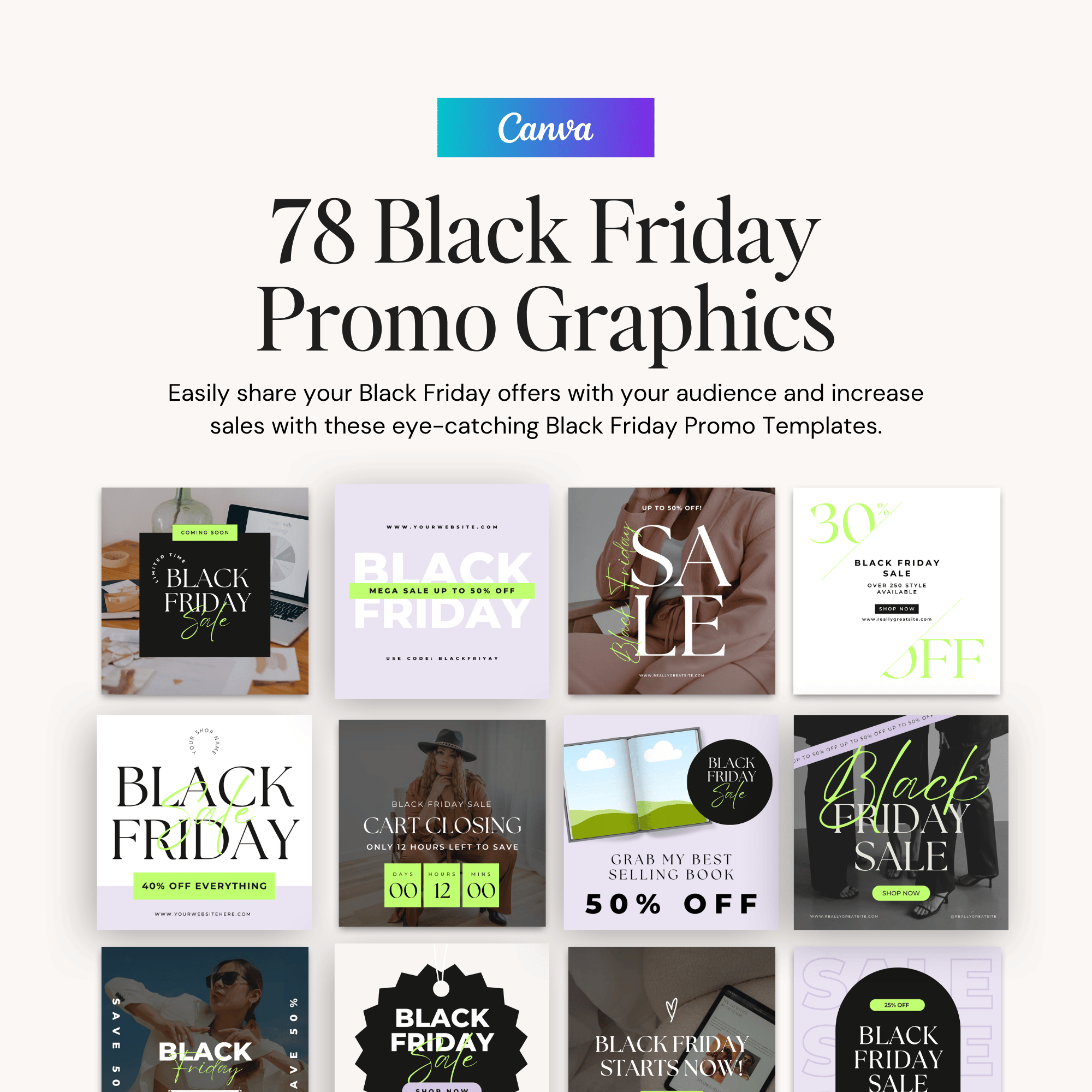 78 Black Friday promo graphic templates for Canva