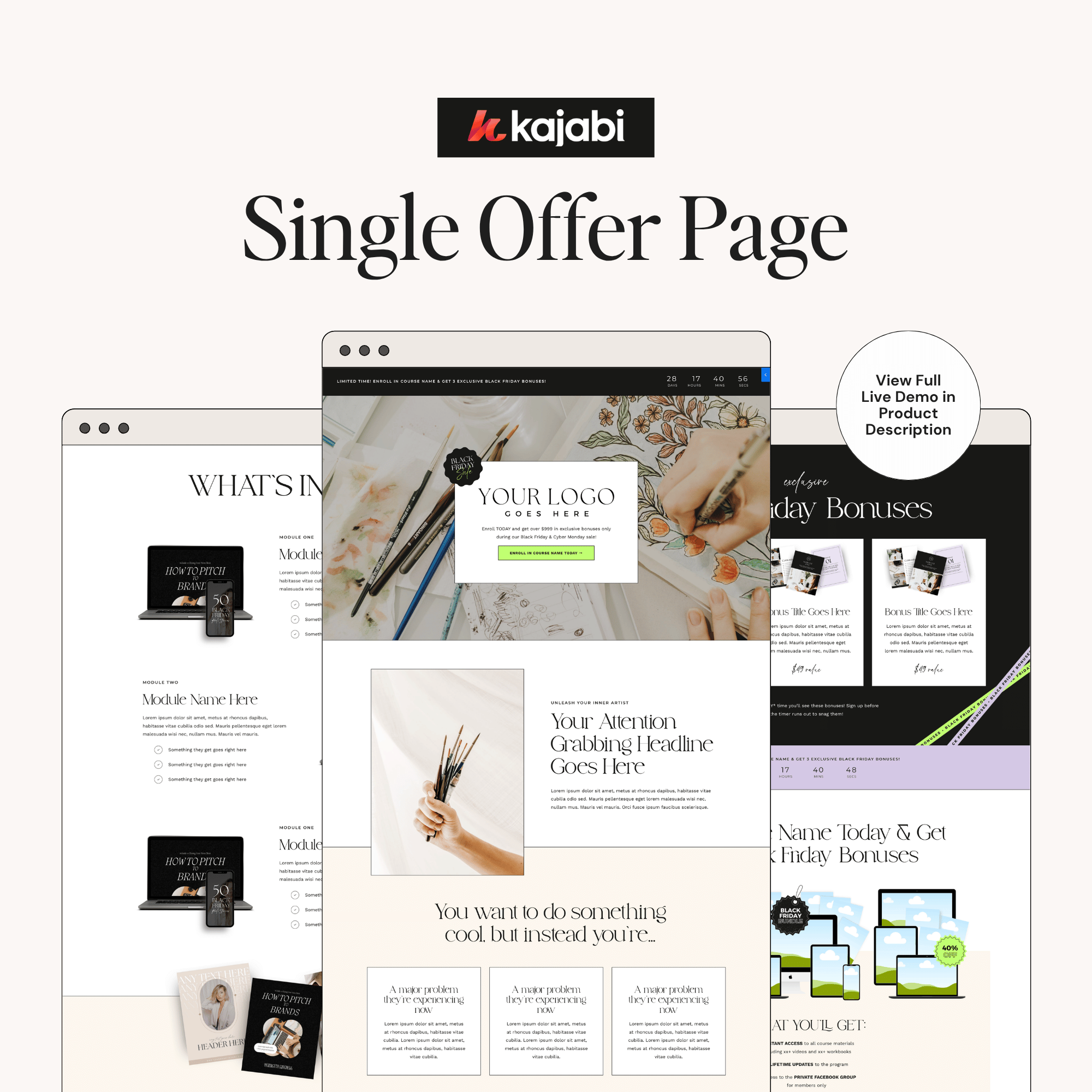 Black Friday single offer sales page template for Kajabi