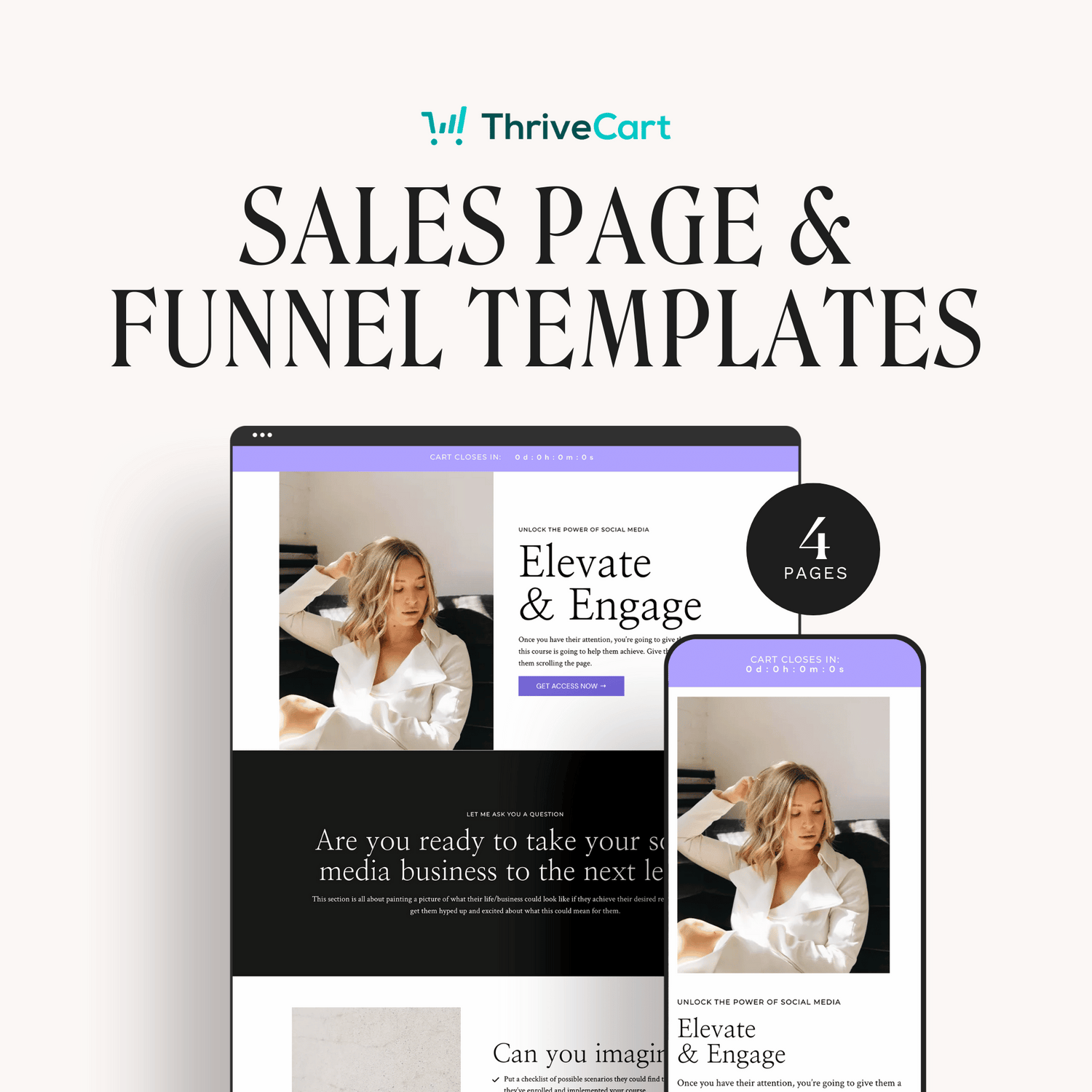 Elle Thrivecart Sales Page &amp; Funnel Page Templates