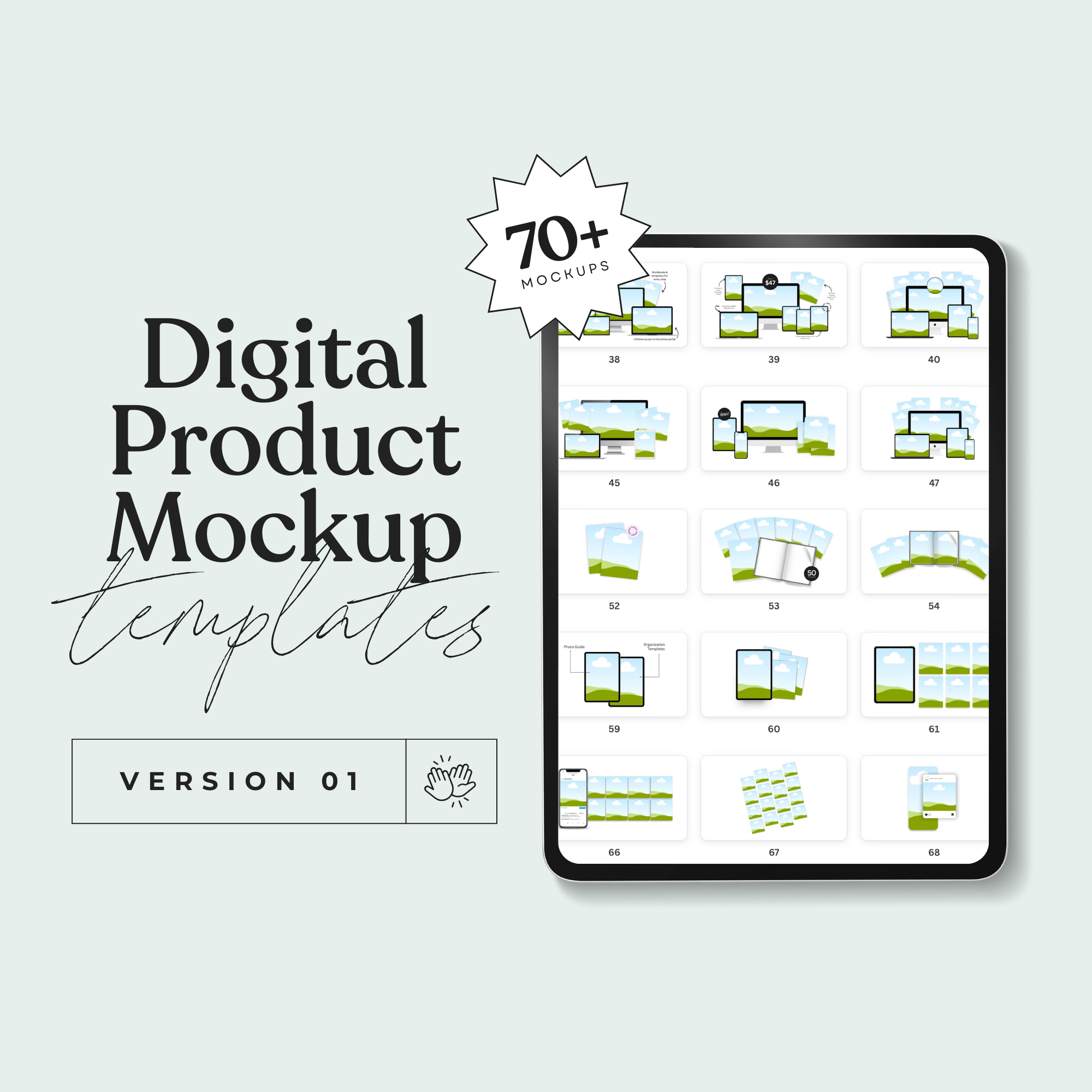 Digital Product Mockup Template Pack – Launch in Style