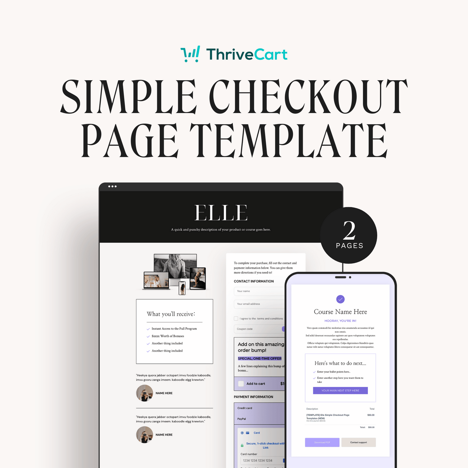 Elle Thrivecart Simple Checkout Page Template