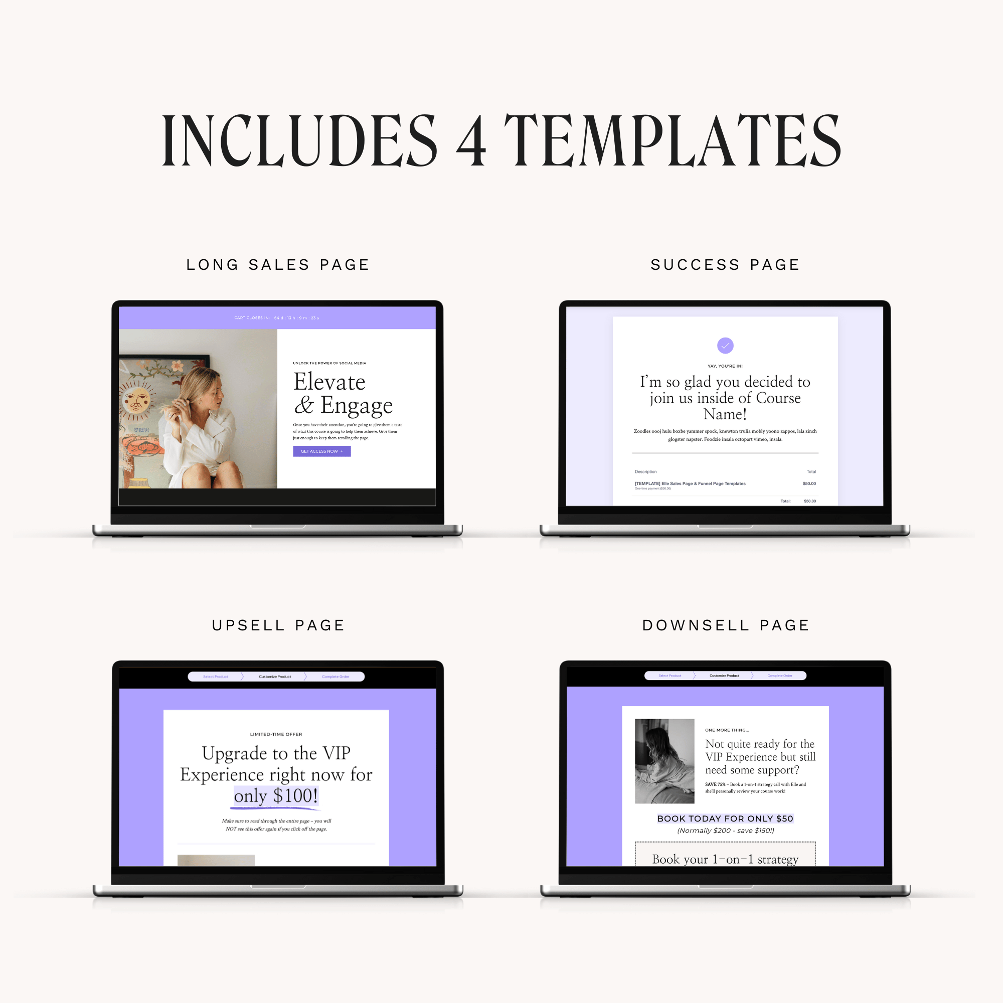 Elle Thrivecart Sales Page &amp; Funnel Page Templates