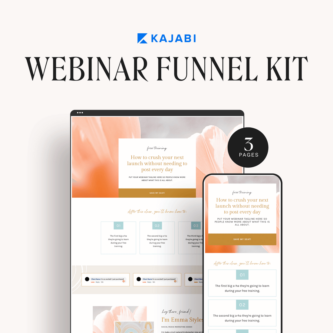 Emma Kajabi Webinar Funnel Kit