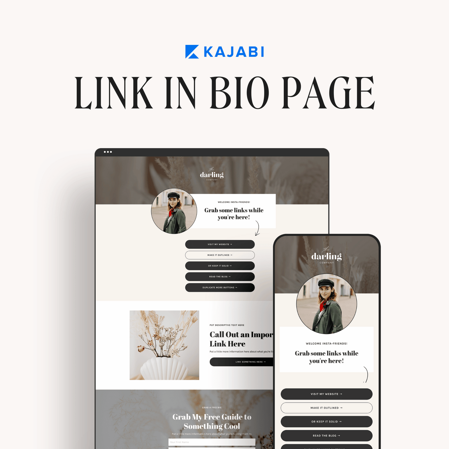 Kajabi Link in Bio Page Template 